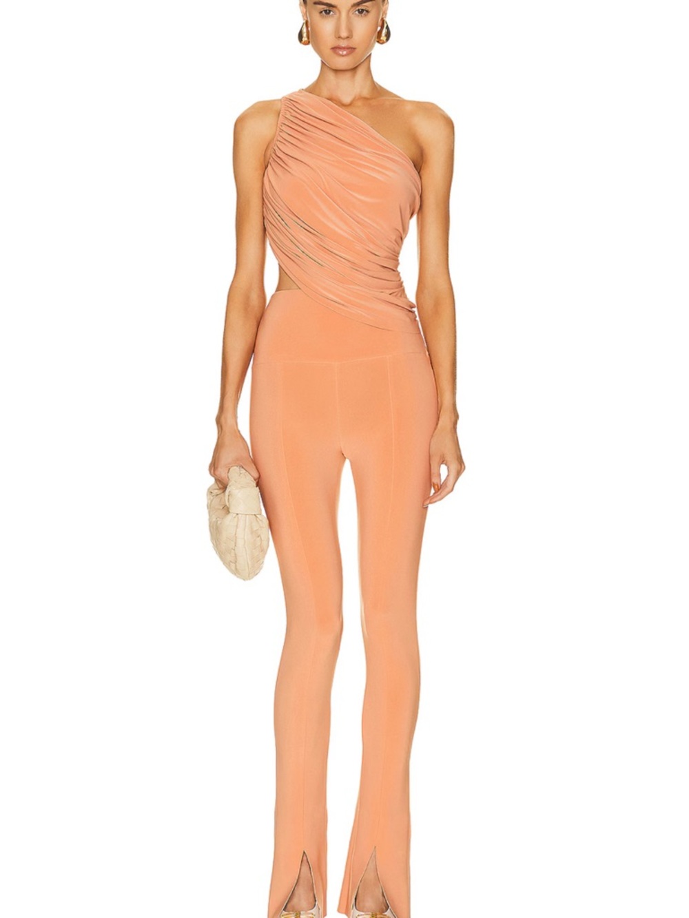 Norma Kamali Diana Bra Top with Gathered Side in Salmon - Picture 7 of 12